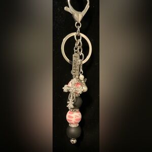 “FAITH” PURSE KEYCHAIN INCLUDES CROSS, ANGEL & MESSAGE CHARMS HANDMADE